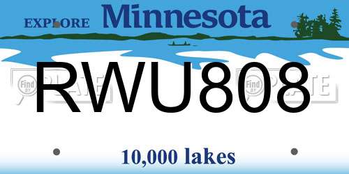 RWU808 Minnesota License Plate