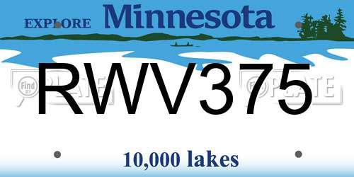 RWV375 Minnesota License Plate