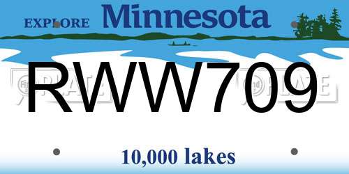RWW709 Minnesota License Plate