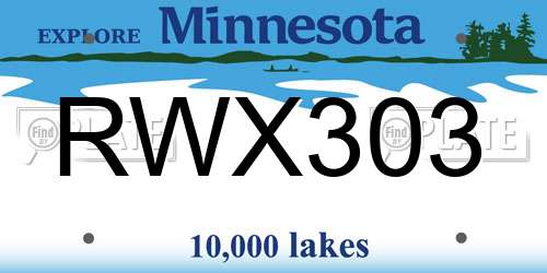 RWX303 Minnesota License Plate