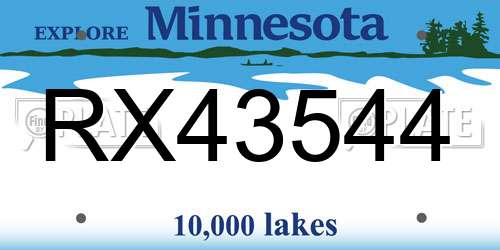 RX43544 Minnesota License Plate