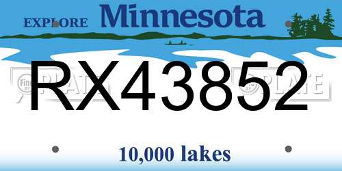 RX43852 Minnesota License Plate
