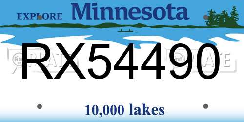 RX54490 Minnesota License Plate