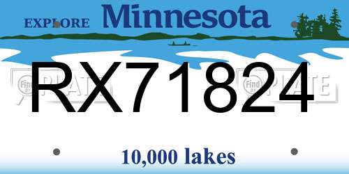 RX71824 Minnesota License Plate