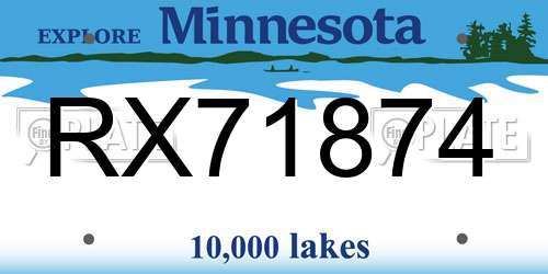 RX71874 Minnesota License Plate