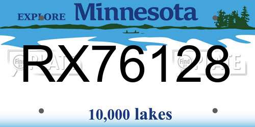 RX76128 Minnesota License Plate