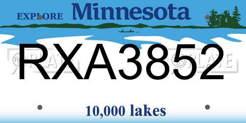 RXA3852 Minnesota License Plate