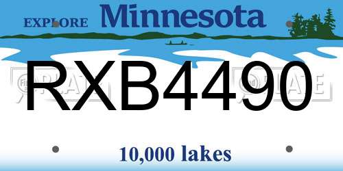 RXB4490 Minnesota License Plate