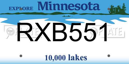 RXB551 Minnesota License Plate