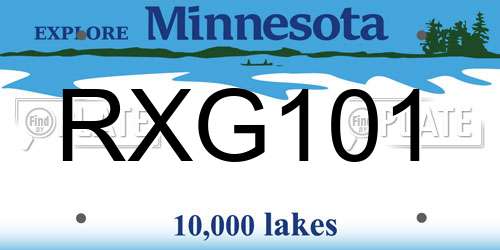 RXG101 Minnesota License Plate