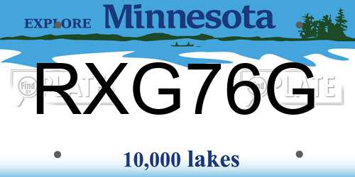 RXG76G Minnesota License Plate