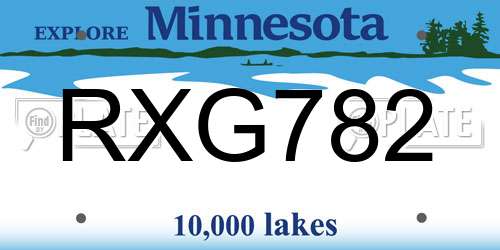 RXG782 Minnesota License Plate