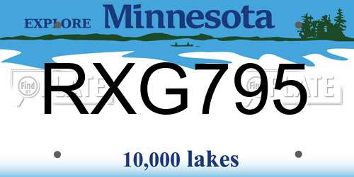 RXG795 Minnesota License Plate