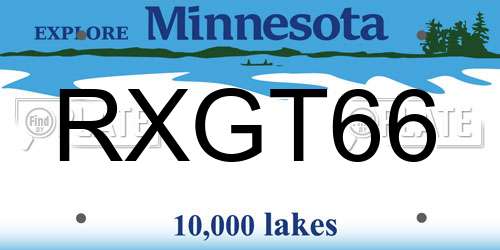 RXGT66 Minnesota License Plate