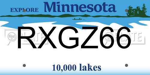 RXGZ66 Minnesota License Plate