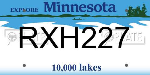 RXH227 Minnesota License Plate