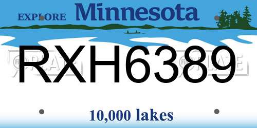 RXH6389 Minnesota License Plate