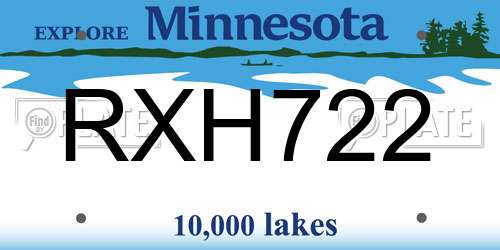 RXH722 Minnesota License Plate