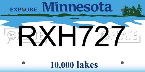 RXH727 Minnesota License Plate