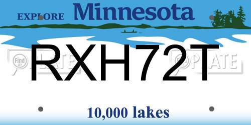 RXH72T Minnesota License Plate