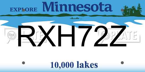 RXH72Z Minnesota License Plate