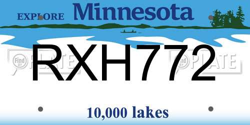 RXH772 Minnesota License Plate