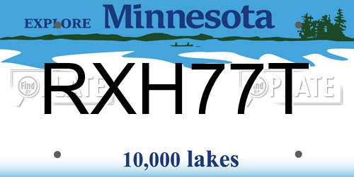 RXH77T Minnesota License Plate