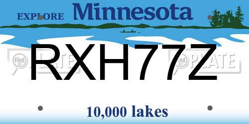 RXH77Z Minnesota License Plate