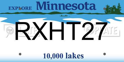 RXHT27 Minnesota License Plate