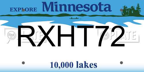 RXHT72 Minnesota License Plate