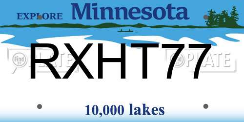 RXHT77 Minnesota License Plate