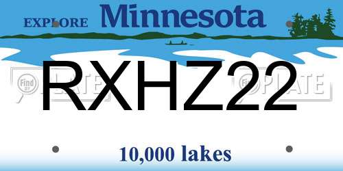 RXHZ22 Minnesota License Plate