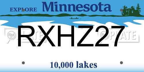 RXHZ27 Minnesota License Plate