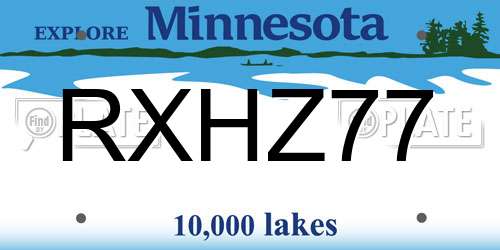 RXHZ77 Minnesota License Plate