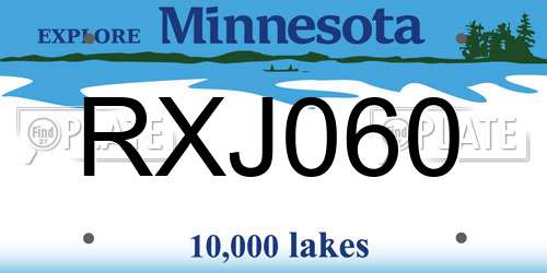 RXJ060 Minnesota License Plate