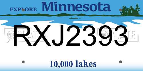 RXJ2393 Minnesota License Plate