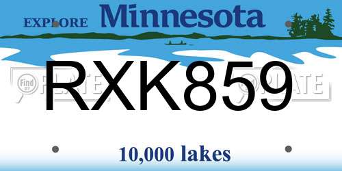 RXK859 Minnesota License Plate