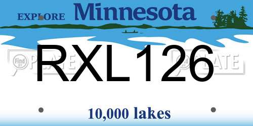 RXL126 Minnesota License Plate