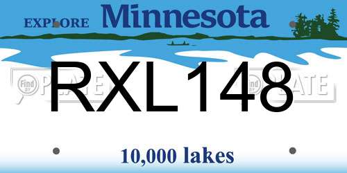 RXL148 Minnesota License Plate
