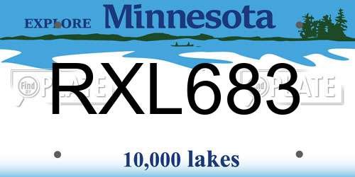 RXL683 Minnesota License Plate