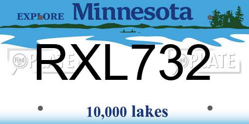RXL732 Minnesota License Plate