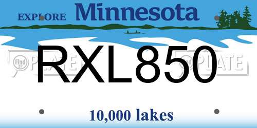 RXL850 Minnesota License Plate