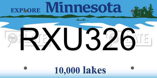 RXU326 Minnesota License Plate