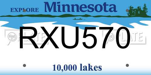 RXU570 Minnesota License Plate