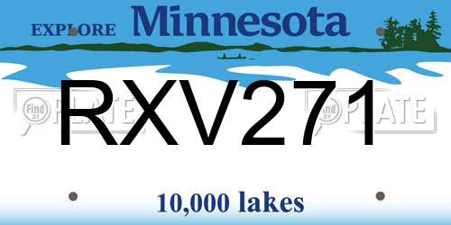 RXV271 Minnesota License Plate