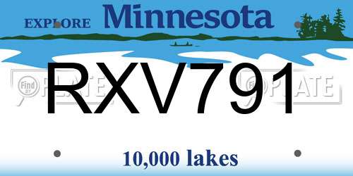 RXV791 Minnesota License Plate