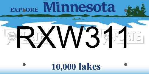RXW311 Minnesota License Plate