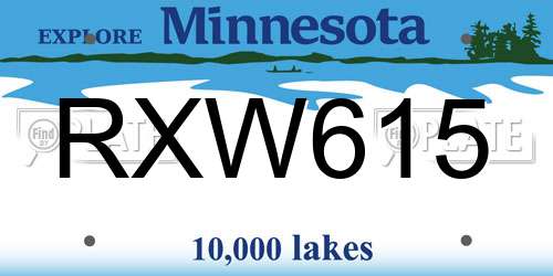 RXW615 Minnesota License Plate