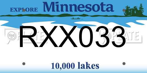 RXX033 Minnesota License Plate