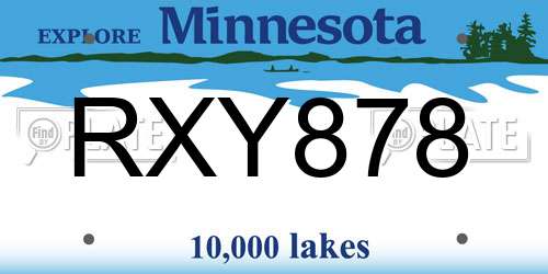 RXY878 Minnesota License Plate